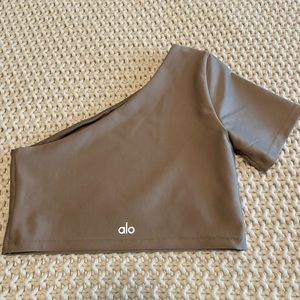 Aloyoga Airlift Wave Crop Short Sleeve- color Gravel size medium